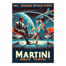 Cartel de viaje espacial Martini Rogue Space Port