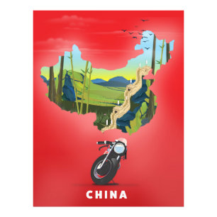Foto cartel de viaje mapa ilustrado de China