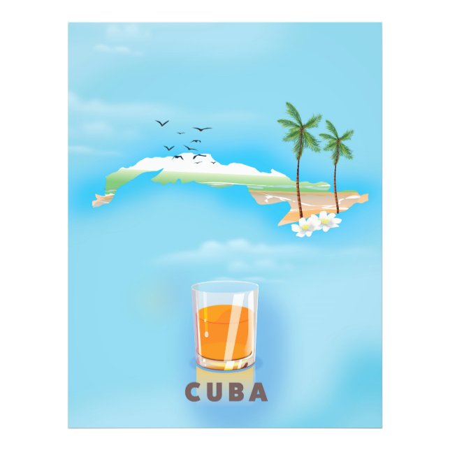 Foto cartel de viaje mapa ilustrado de Cuba (Frente)