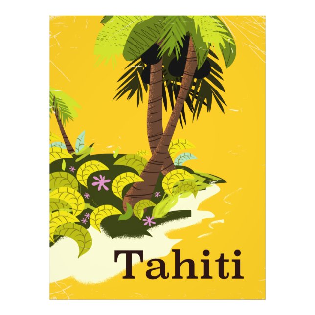 Foto Cartel de viaje retro de Tahití (Frente)