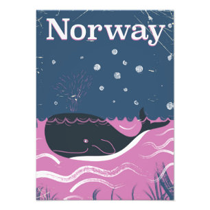 Foto Cartel de viaje vintage de ballena de Noruega