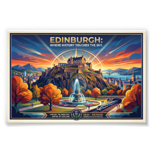 Foto Cartel de viaje vintage de Edimburgo Escocia