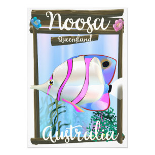 Foto Cartel de viaje vintage de Noosa Australia
