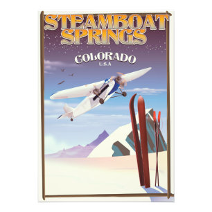 Foto Cartel de viaje vintage de Steamboat Springs color