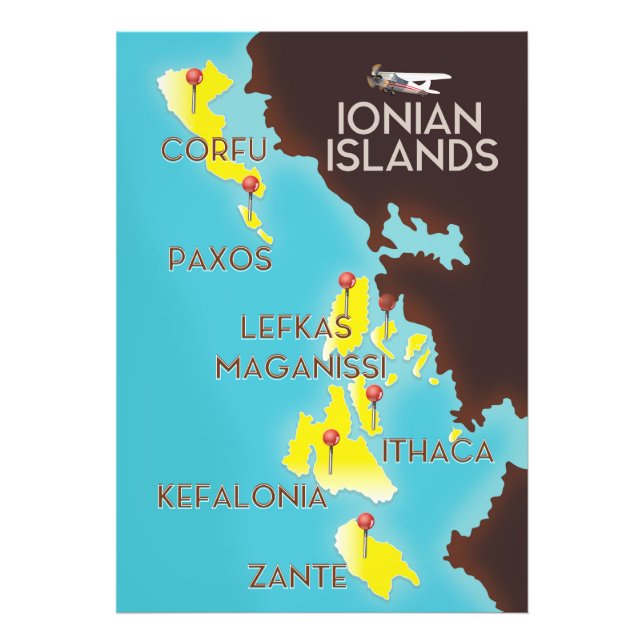 Foto Cartel del mapa de las Islas Jónicas. (Frente)