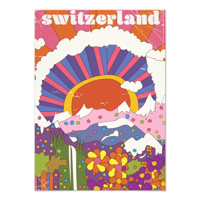Foto Cartel retro de viaje a Suiza (Frente)