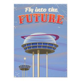Foto Cartel vintage de ciencia ficción Fly into the Fut