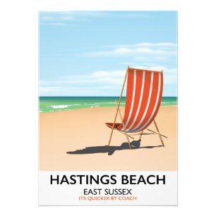 Foto Cartel vintage de viaje a Hastings Beach, East Sus