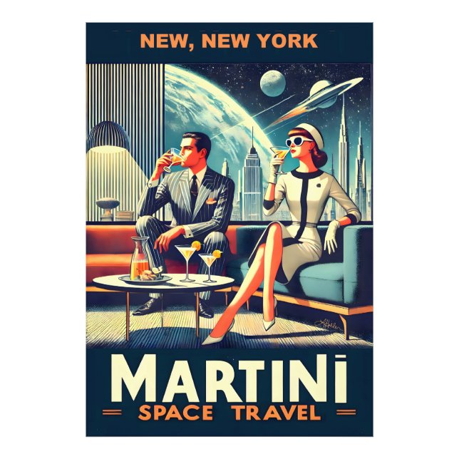 Foto Carteles de viaje espacial Martini New York (Frente)