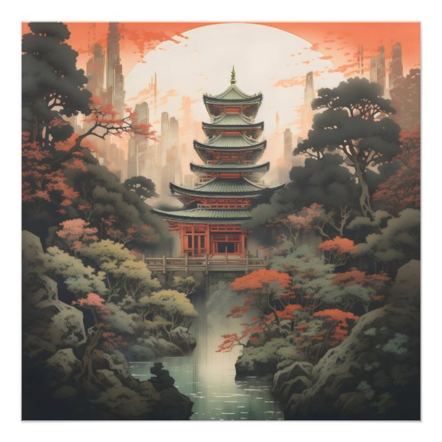 Foto Casa asiática de paisajes de colores (Frente)