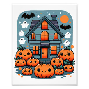 Foto Casa embrujada adorable, calabazas de Halloween, f