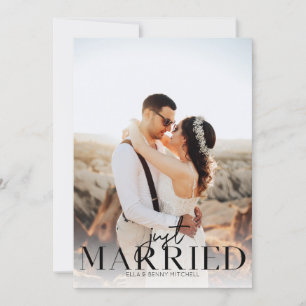 Foto casada Invitación de tipografía negra