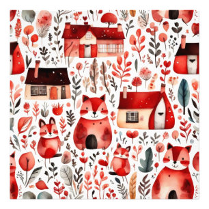 Foto Casas rojas y casas adorables Hoja de papel