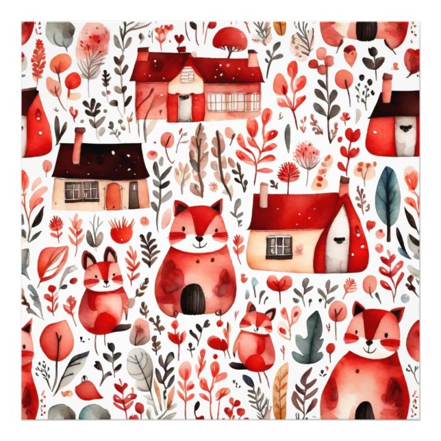 Foto Casas rojas y casas adorables Hoja de papel (Frente)