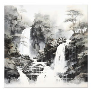 Foto Cascadas Paisaje Monocromático