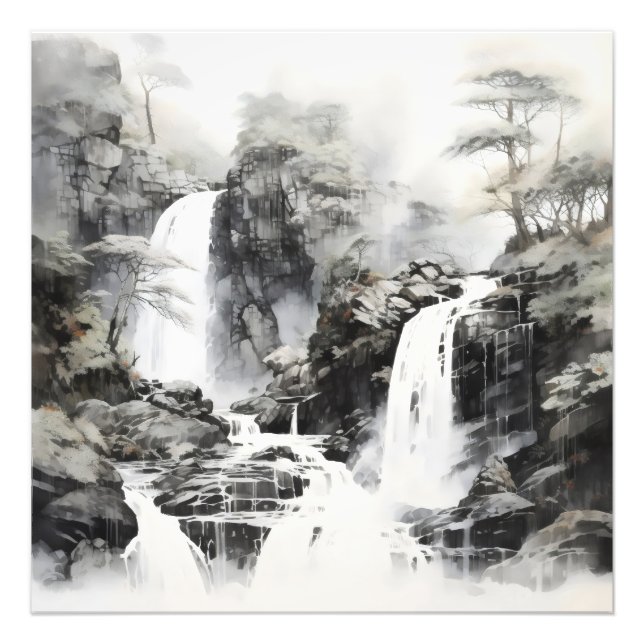 Foto Cascadas Paisaje Monocromático (Frente)