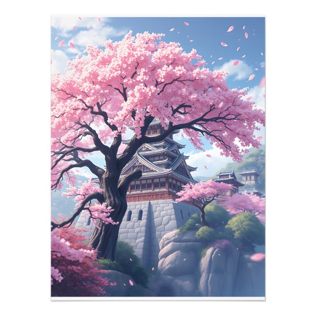 Foto Castillo Japonés en Primavera de Flor de Cerezo –  (Frente)