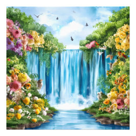 Foto Catarata pintada a la acuarela