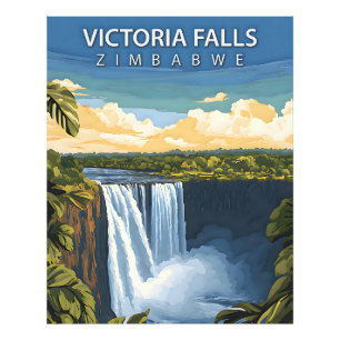 Foto Cataratas Victoria - Póster de viaje retro de Zimb