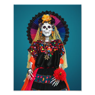 Foto Catrina elegante en traje tradicional mexicano