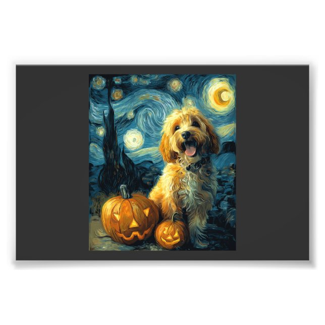 Foto Cavapoo Perro Lindo Halloween Jack O Linterna Cala (Frente)