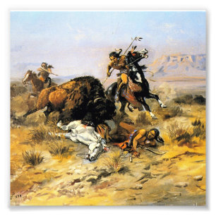 Foto “Caza de Búfalos” Arte Vaquero de Charles Russell
