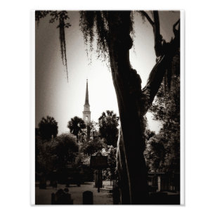 Foto Cementerio colonial, Savannah (Blanco Y Negro)