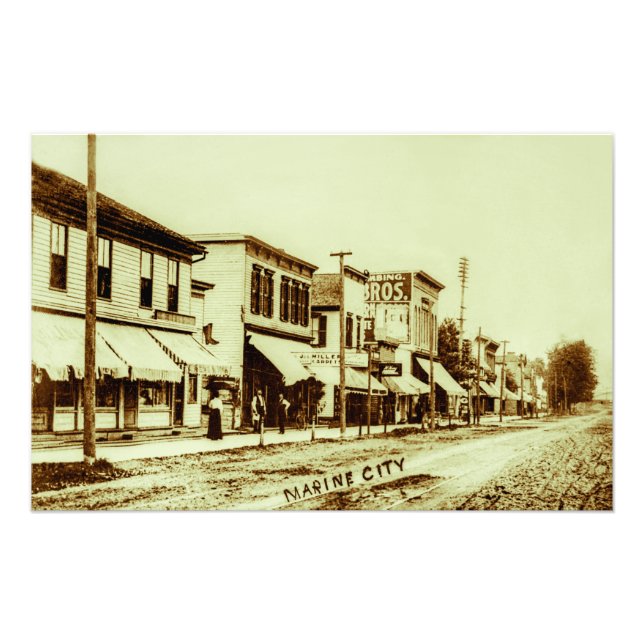 Foto Centro de la Ciudad Marina Michigan 1901 (Frente)