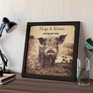 Foto Cerdos y Besos Arte Vintage Sepia de Cerdo