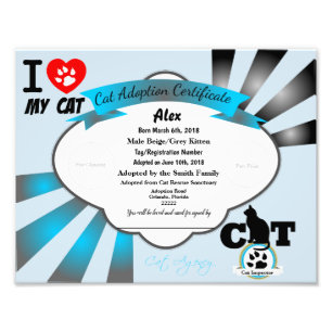 Foto Certificado de adopción de gatos de Personalizable