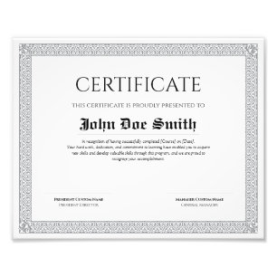 Foto Certificado de Diploma Clásico Elegante de Alta Ca