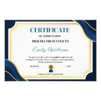 Certificado de oro de reconocimiento de personaliz