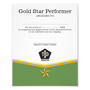 Foto Certificado del ejecutante de la estrella del