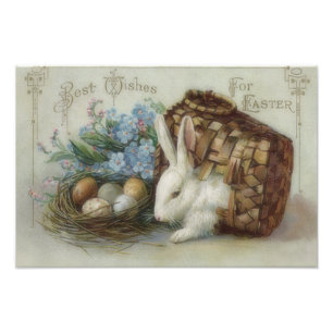Foto Cesta de huevos pintados de conejo de Pascua no me