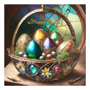 Foto Cesta De Pascua De Steampunk Llena De Huevos Color