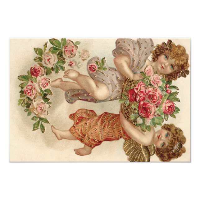 Foto Cesto de Ángel Querubín Cupido Rosas Rosa (Frente)