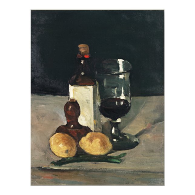 Foto Cezanne - Vida fija con botellas, vidrio, lemones (Frente)