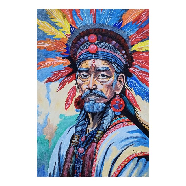 Foto chamán, hechicero, protector, amuleto, abuelo (Frente)