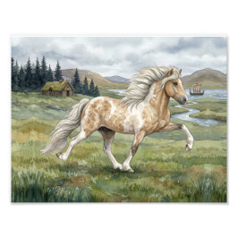 Foto Charismatic Pinto Icelandic Mare watercolor