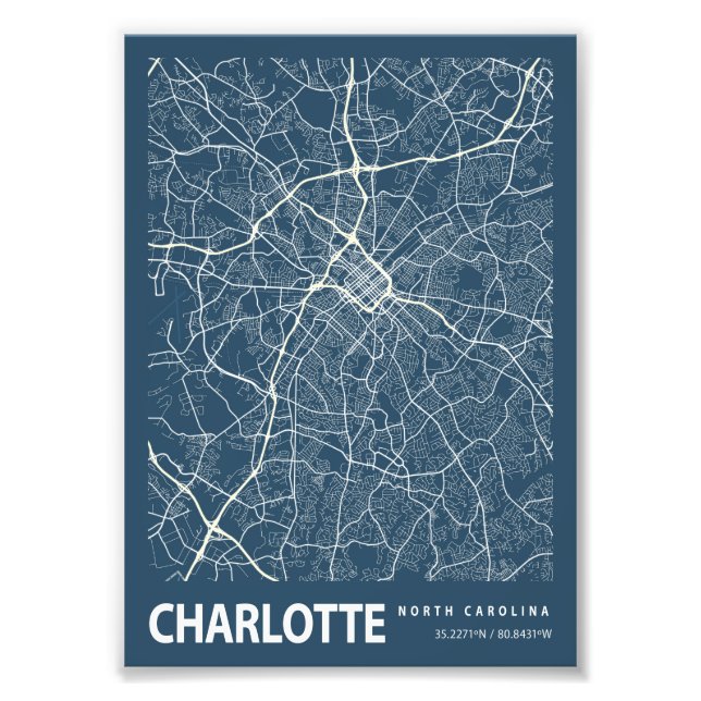 Foto Charlotte - Mapa de Carolina del Norte (Frente)