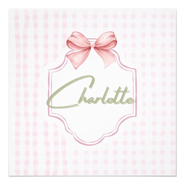 Foto Charlotte Personalizado lazo rosa y estampado de g (Frente)