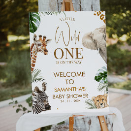 Foto Cheetah Safari Wild One Baby Shower Welcome Sign