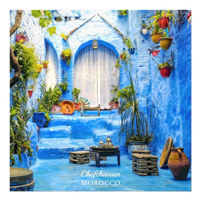 Foto Chefchaouen Ciudad Azul Marruecos Pintura de petró (Frente)