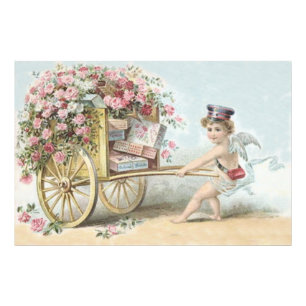 Foto Cherub Cupid Mail Rosa Candy Cart