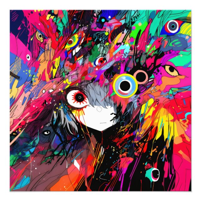 Foto Chica Anime Abstract Colorous (Frente)
