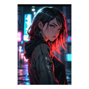 Foto Chica Anime de Streetwear Cyberpunk Calle Ciudad N