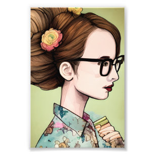 Foto Chica asiática nerd sosteniendo libros