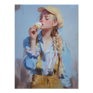 Foto chica con helado poster