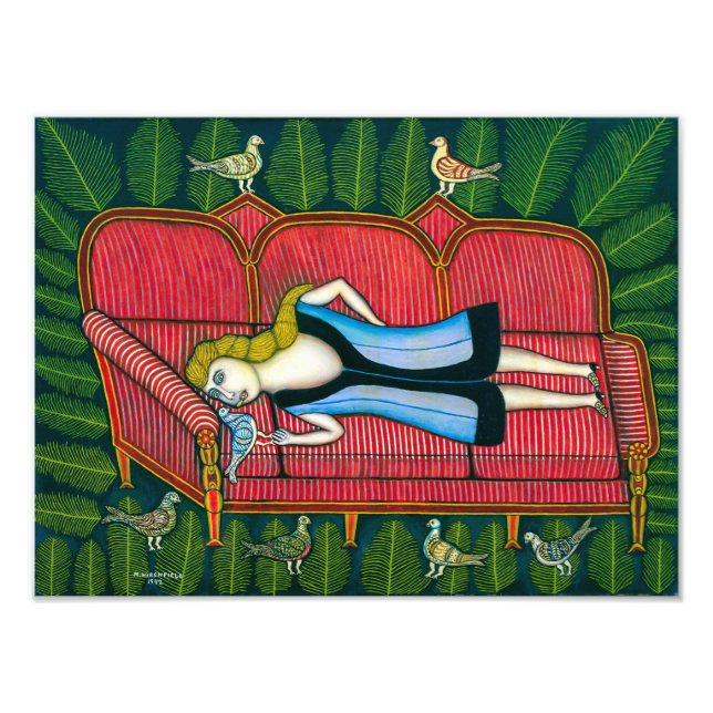 Foto Chica con palomas | Morris Hirshfield | (Frente)