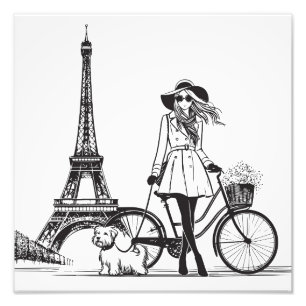 Foto Chica con perro en París cerca de la torre Eiffel